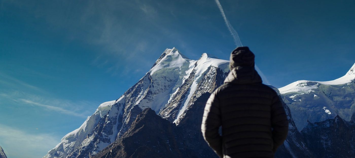 Man in Mount Everest Region Viewing Beautiful scene